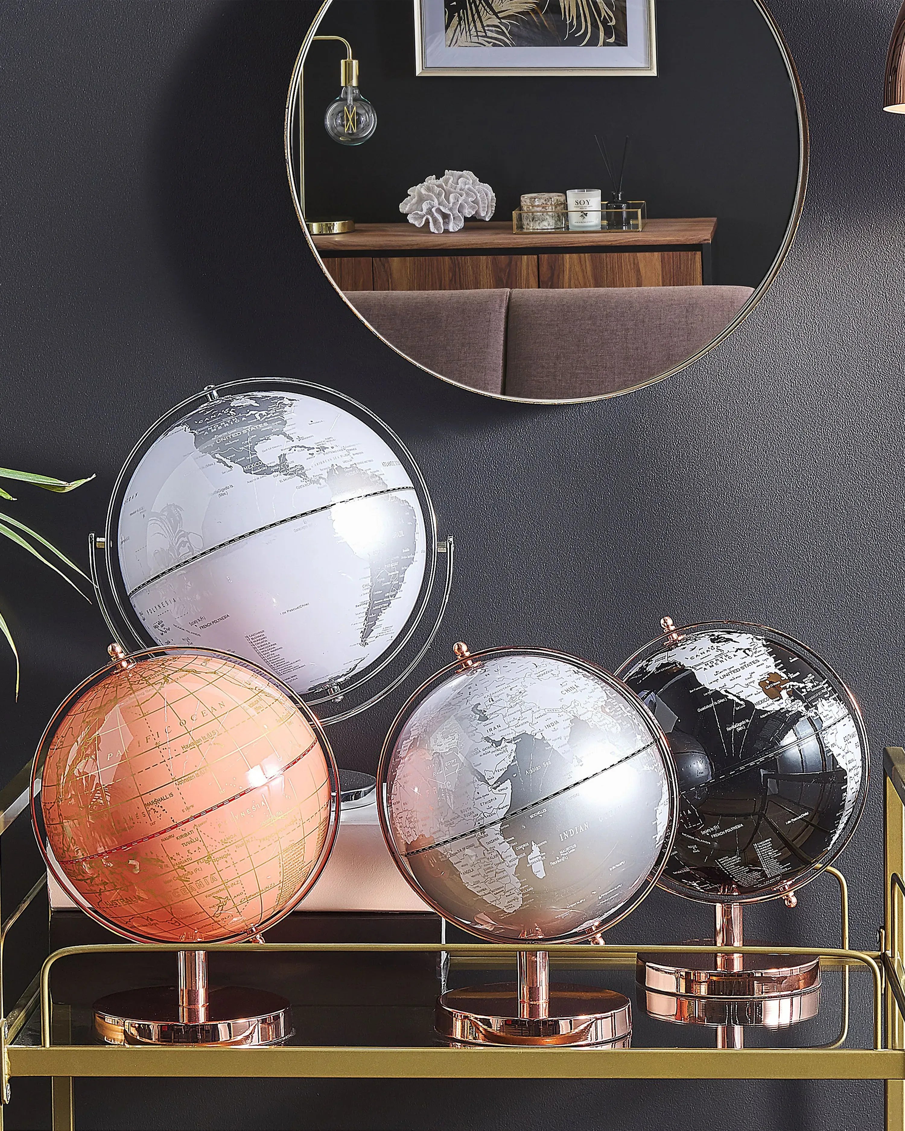 Mappamondo Argento 33 cm