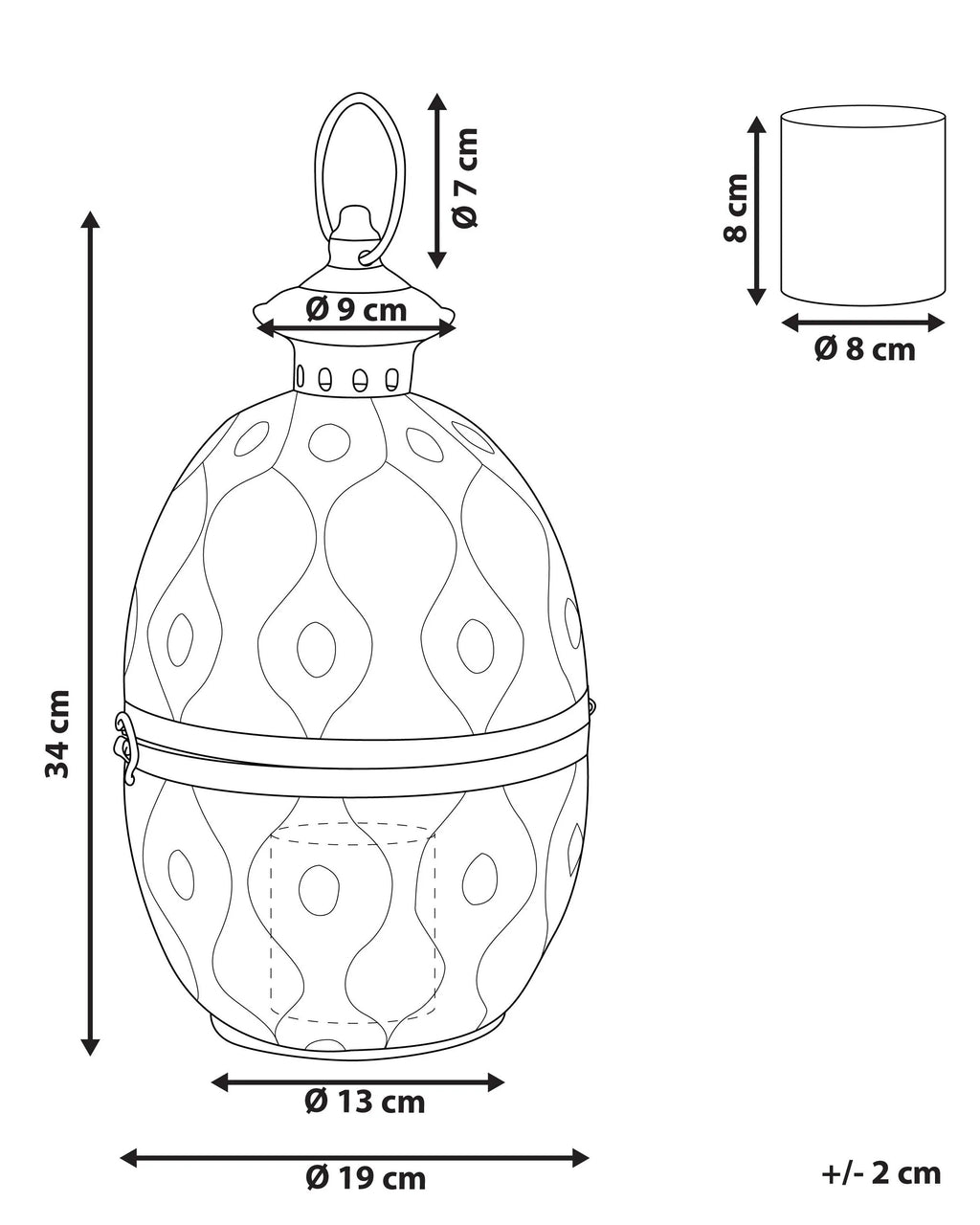 Lanterne Métal 34 cm Or