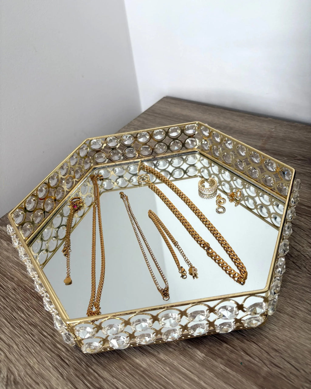 Plateau en verre doré