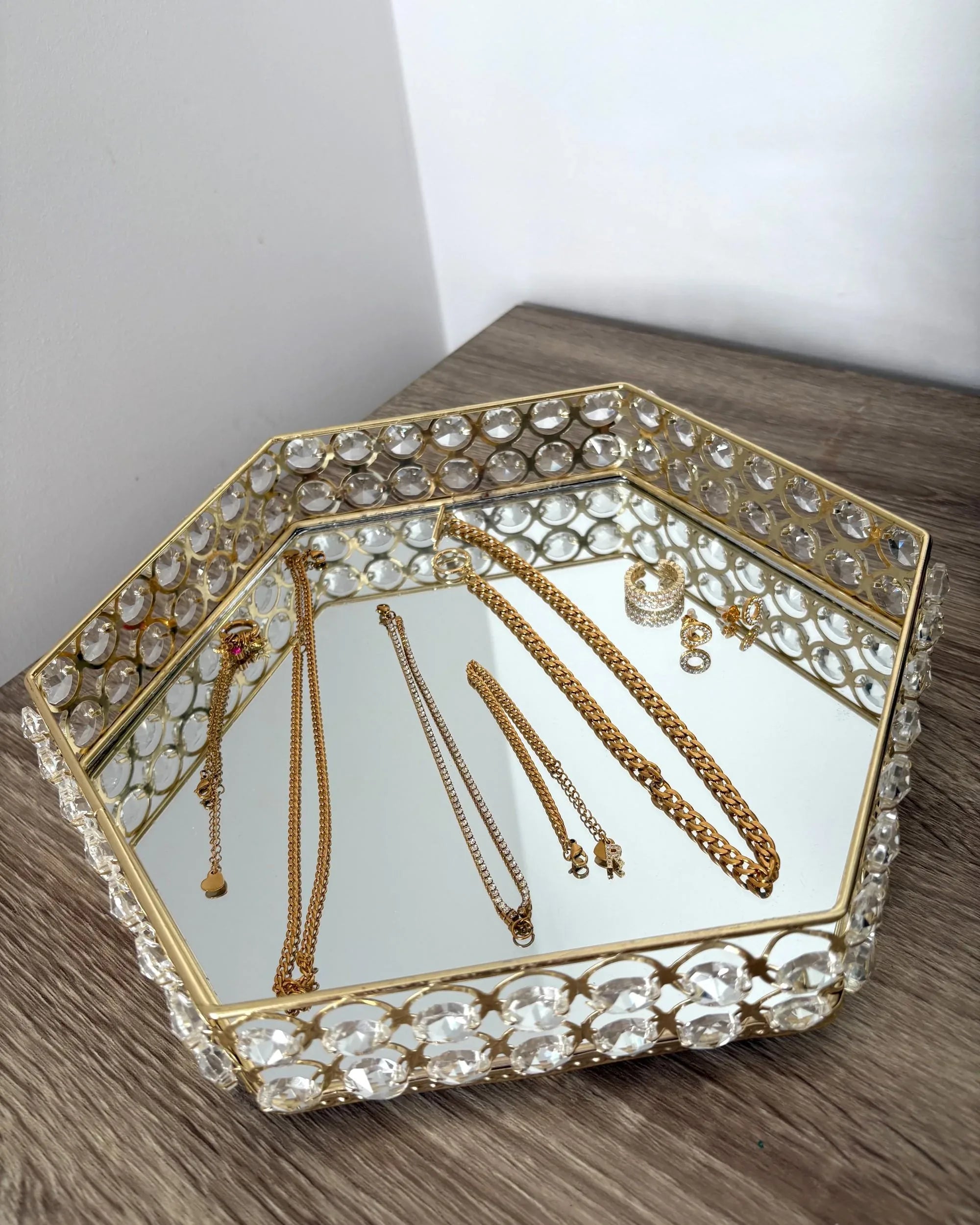 Plateau en verre doré