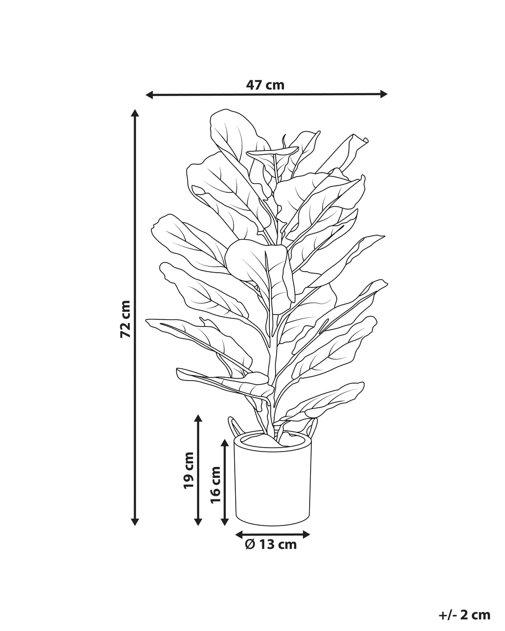 Plante artificielle ARBRE À FEUILLES DE VIOLON 72 cm Verte