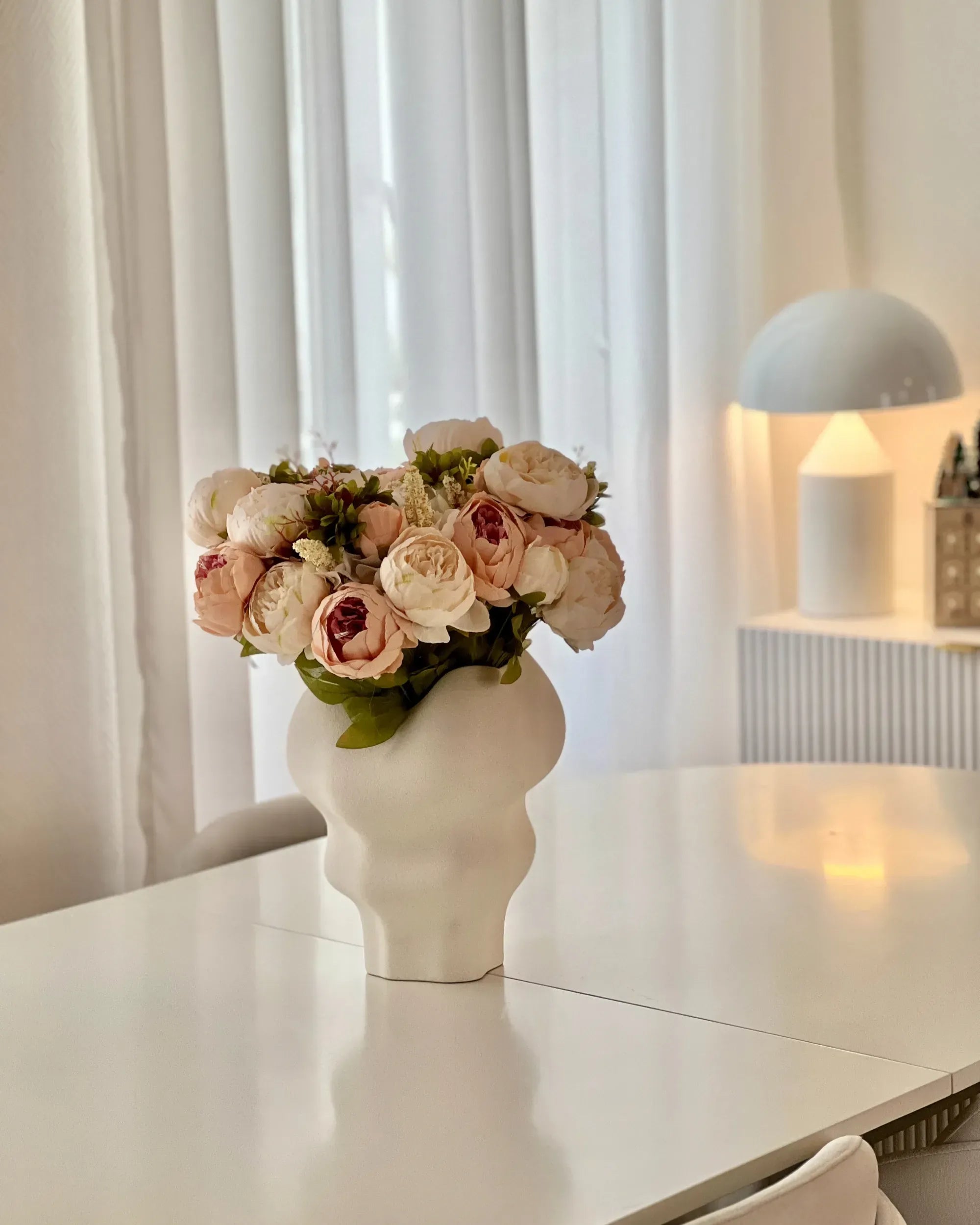 Bouquet de fleurs artificielles 45 cm Rose pastel