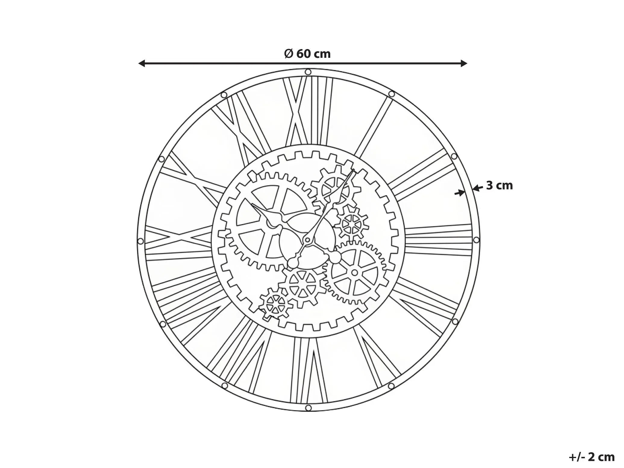 Horloge Murale 60 cm Métal Noir