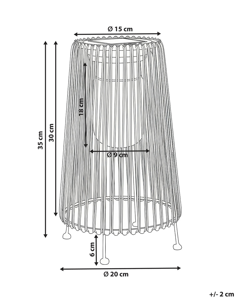 Lampe solaire 35 cm Naturelle